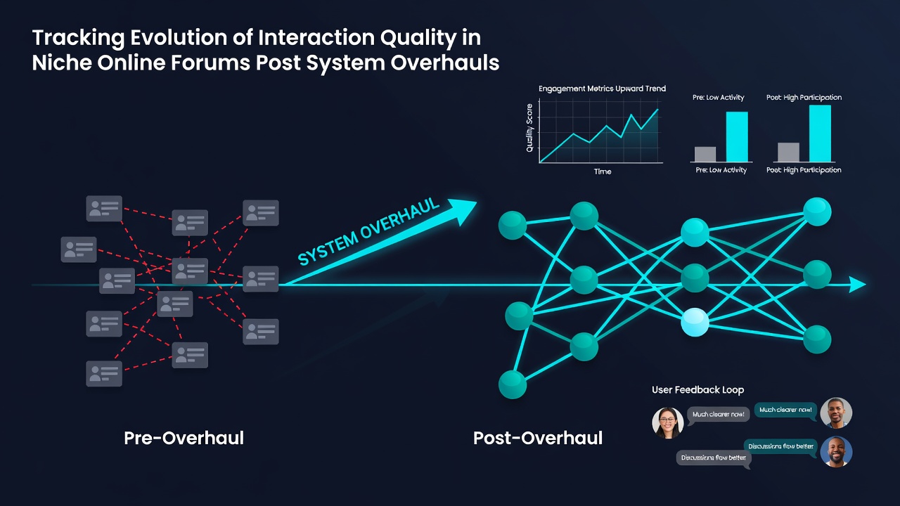Screenshot of forum analytics dashboard displaying interaction quality trends over multiple overhaul cycles
